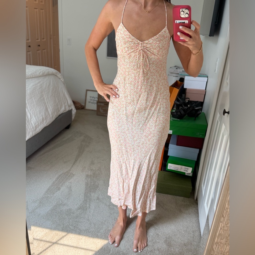 Zara Pink Floral Midi Dress